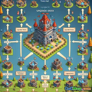Optimal uppgraderingsordning för stadshus 10 till 14 i Clash of Clans