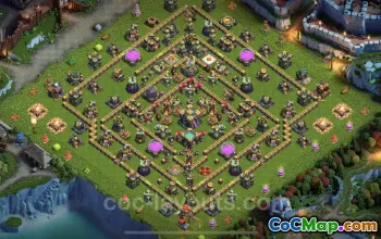 Best Anti 2 Star TH14 Hybrid Base with Links for COC #21580