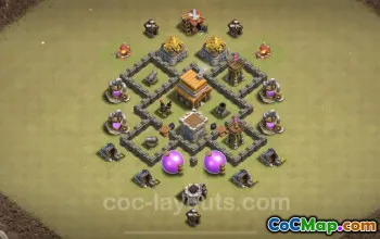 Best Anti 2 Star TH4 War Base - Copy Link Included #18056