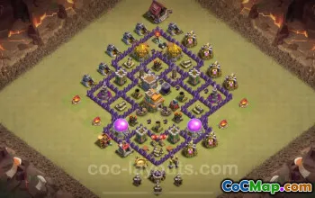 Best Anti 2-Star TH7 War Base 2024 with Link - Hybrid #18494