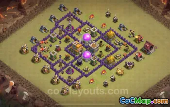 Best Anti 2 Star War TH7 Base 2024 - Hybrid with Link #18840