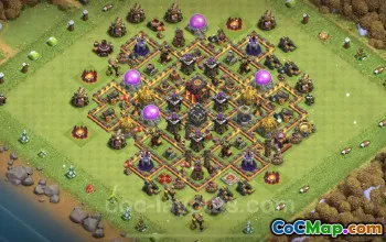 Best Anti 2 Stars TH10 Base with Link - Clash of Clans #25091