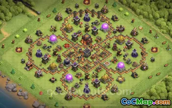 Best Anti 2 Stars TH10 Hybrid Base with Link - Clash of Clans #19780