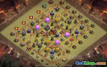 Best Anti 2 Stars TH10 War Base 2024 with Link - COC #19726
