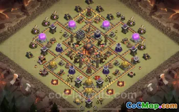 Best Anti 2 Stars TH10 War Base with Link - Clash of Clans #24927