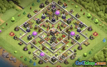 Best Anti 2 Stars TH11 Base - Hybrid Defense for COC #20401