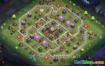 Best Anti 2 Stars TH11 Base - Hybrid Defense for COC #25351