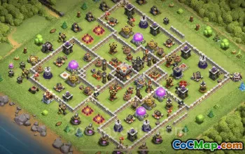 Best Anti 2 Stars TH11 Base - Hybrid Defense with Link #25263