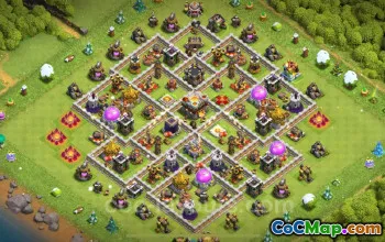 Best Anti 2 Stars TH11 Hybrid Base with Copy Link - COC #25283