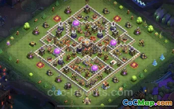 Best Anti 2 Stars TH11 Hybrid Base with Link - COC Defense #25347