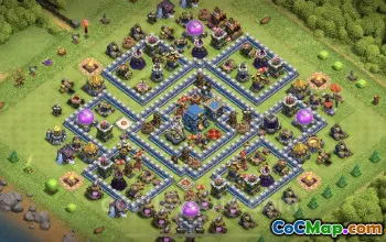 Best Anti 2 Stars TH12 Base Copy - Hybrid Defense COC #25618