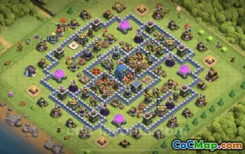 Best Anti 2 Stars TH12 Base - Hybrid Design for Clash of Clans #20812