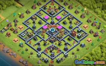 Best Anti 2 Stars TH13 Base 2025 - Hybrid Defense & Link #26729