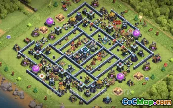 Best Anti 2 Stars TH13 Base - Clash of Clans Defense #25756