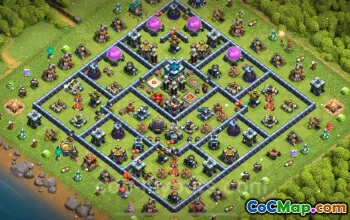 Best Anti 2 Stars TH13 Base - Clash of Clans Hybrid Defense #21418