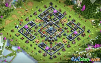 Best Anti 2 Stars TH13 Base | Hybrid Defense Layout #21239