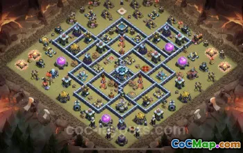 Best Anti 2 Stars TH13 War Base with Link - Clash of Clans #25852
