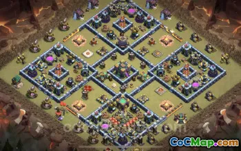 Best Anti 2 Stars TH14 War Base - Hybrid Design & Link #21625