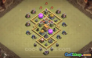 Best Anti 2 Stars TH5 War Base - Hybrid Base Link #18280
