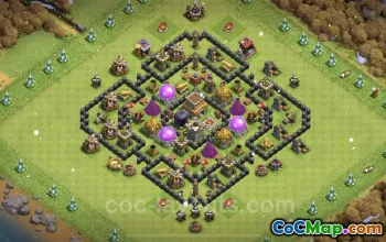 Best Anti 2 Stars TH8 Base - Hybrid Defense for COC #19212