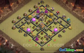 Best Anti 2 Stars TH8 War Base 2024 - Clash of Clans #18987