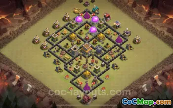 Best Anti 2 Stars TH8 War Base 2024 - Clash of Clans #19249