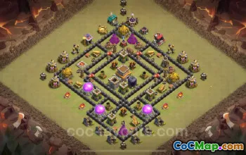 Best Anti 2 Stars TH8 War Base 2024 - Hybrid Base Link #19109