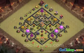 Best Anti 2 Stars TH8 War Base 2024 - Hybrid with Link #18957