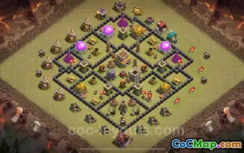 Best Anti 2 Stars TH8 War Base Copy with Link (2024) #18952