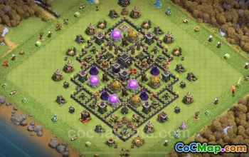Best Anti 2 Stars TH9 Hybrid Base Copy for Clash of Clans #24734
