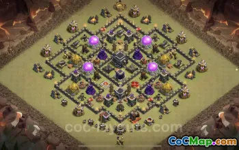 Best Anti 2 Stars TH9 War Base 2023 - Hybrid Defense #19581