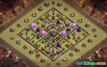 Best Anti 2 Stars TH9 War Base 2025 - Hybrid with Link #26781