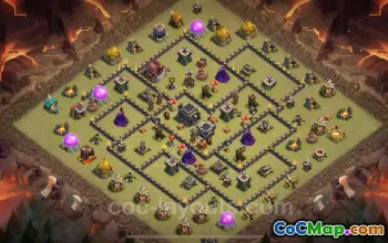 Best Anti 2 Stars TH9 War Base 2025 with Copy Link #19613