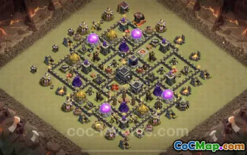 Best Anti 2 Stars TH9 War Base - Hybrid & Link Copy #19610