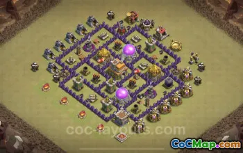 Best Anti 2 Stars War Base TH7 - Hybrid with Link for CWL #24248