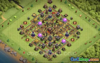 Best Anti 3 Star TH10 Base Link - Hybrid Defense for COC #24988