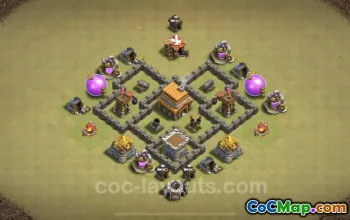 Best Anti 3 Star TH4 War Base - Link & Strategy Guide #18074
