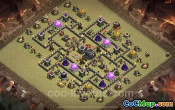 Best Anti 3 Star TH9 War Base with Link - Clash of Clans #24657