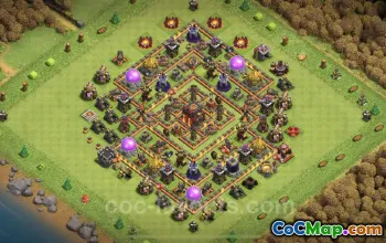 Best Anti 3 Stars TH10 Base - Hybrid Defense Link #25046
