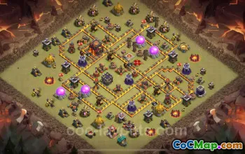 Best Anti 3 Stars TH10 War Base - Anti Air & Dragon Link #19708