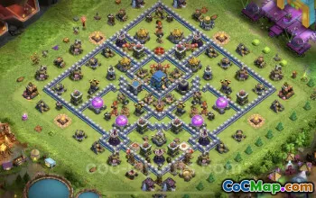 Best Anti 3 Stars TH12 Hybrid Base with Link - Clash of Clans #25492