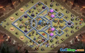 Best Anti 3 Stars TH12 War Base - Hybrid Defense Link #25478