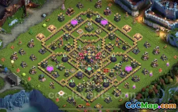 Best Anti 3 Stars TH14 Base - Hybrid Copy Link for COC #21491