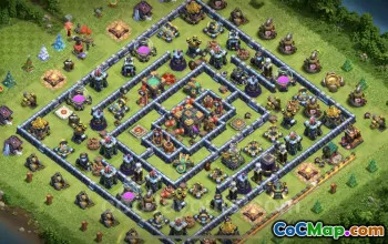 Best Anti 3 Stars TH14 Hybrid Base - Clash of Clans #26093