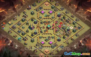 Best Anti 3 Stars TH14 War Base with Link - Clash of Clans #26048