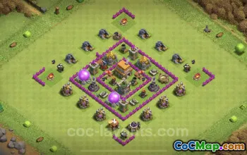 Best Anti 3 Stars TH6 Base | Hybrid Defense Link for COC #23686