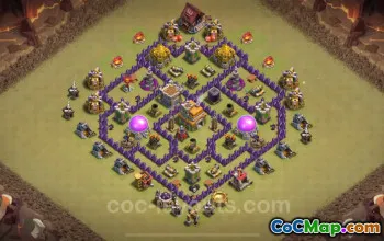 Pangkalan Perang TH7 Anti Bintang 3 Terbaik 2024 dengan Tautan - Clash of Clans #18587