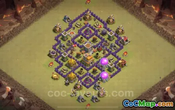 Best Anti 3 Stars TH7 War Base - Link & Hybrid Design #24244