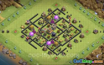 Best Anti 3 Stars TH8 Base - Hybrid Defense Link #24392