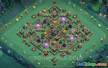 Best Anti 3 Stars TH9 Hybrid Base with Link - COC #19638